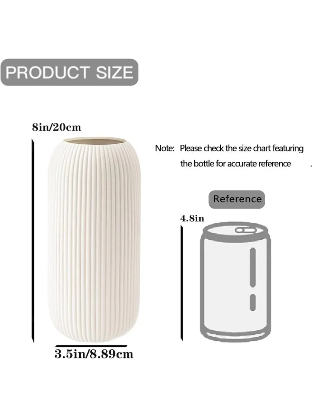 Modern Small White Ceramic Vase Flowers Ribbed Textured Farmhouse Home Livings